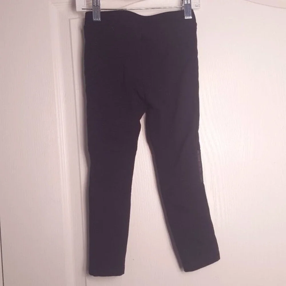 H&M Black Leggings with Faux Leather Panel Knees and Zippers